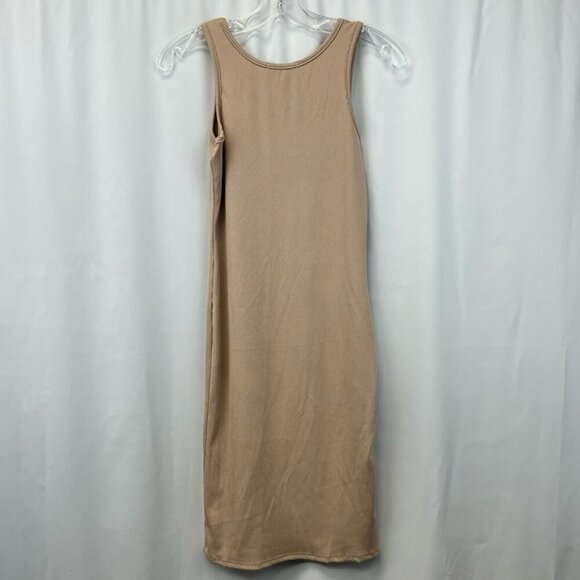 Jess Lea Womens Cara Bodycon Dress Brown Latte Ribbed Scoop Neck Sleeveless S - Picture 2 of 11